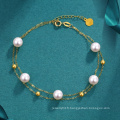 18K Real gold pearls necklace bracelet pearl jewelry